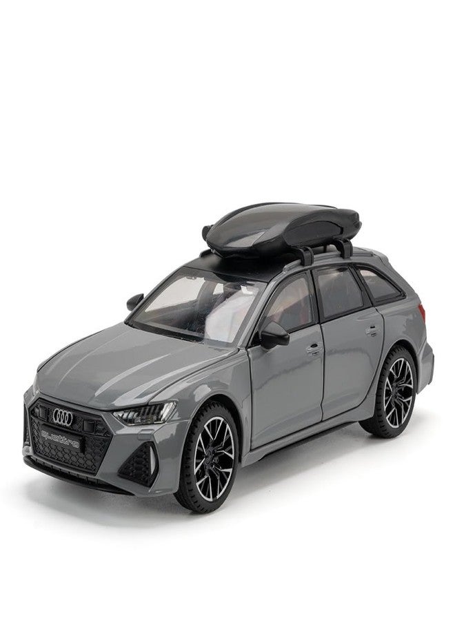 بلس بوينت سيارة لعبة PLUSPOINT RS6 Avant مصبوبة من المعدن، نموذج بمقياس 1:24، سيارة خارقة محاكاة تعمل بالسحب للخلف مصنوعة من سبيكة معدنية مع أضواء وصوت، مناسبة أيضًا للوحة القيادة، للأطفال والكبار (1:24RS6-رمادي) - Image 1